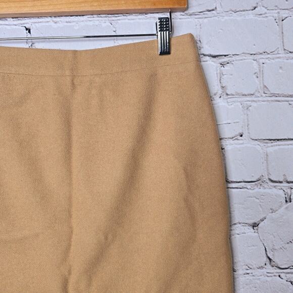 J Crew The Pencil Skirt Wool Classic Tan Straight Preppy Old Money Skirt Size 2 - Picture 5 of 12